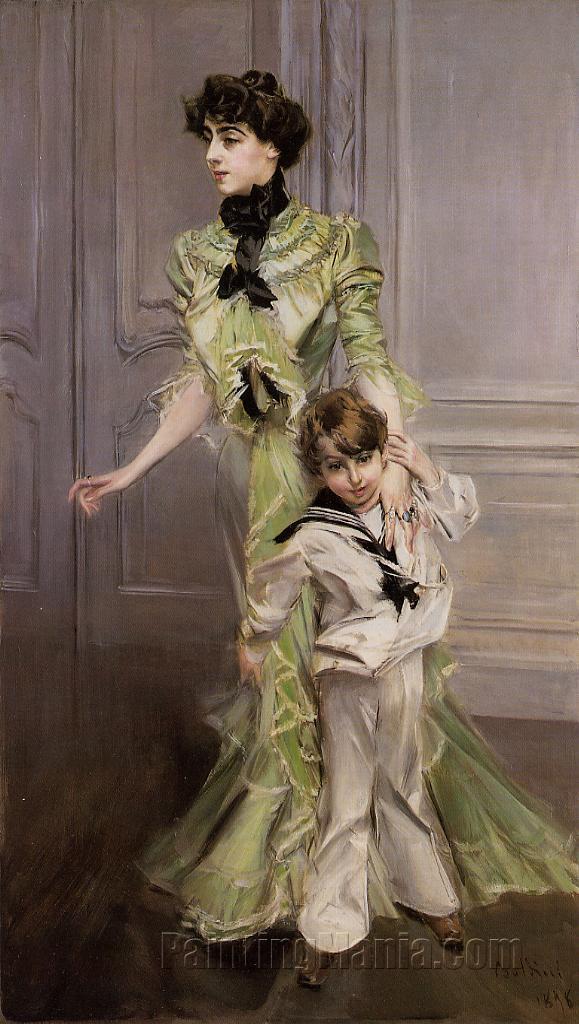 Portrait of Madame Georges Hugo (nee Pauleen Menard-Dozian) and Her Son, Jean
