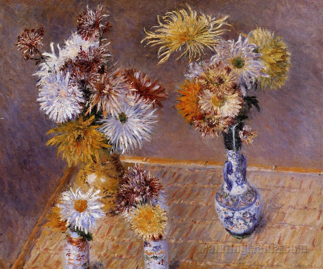 Four Vases of Chrysanthemums