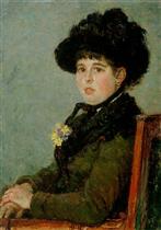 Portrait of Woman with Feather Hat