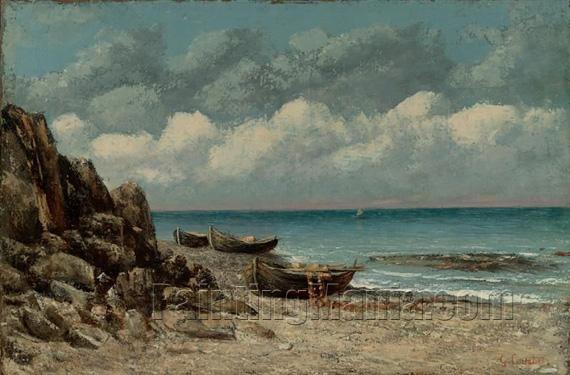 French, 1819-1877 Fishing Boats on the Normandy Coast