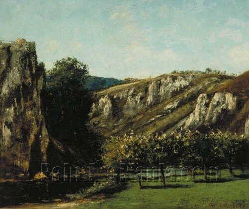 Mountainous Landscape with Fruit Trees in Ornans