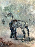 Artilleryman Saddling His Horse