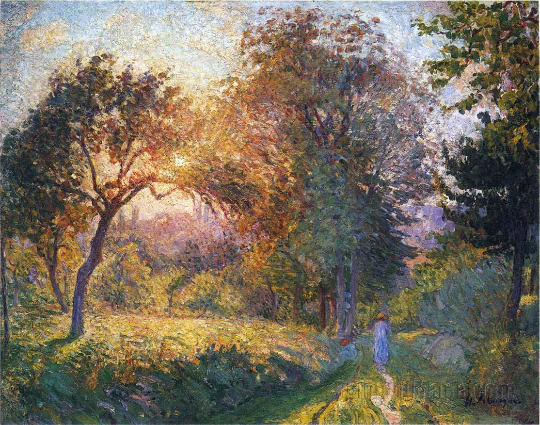 Girls in the Forest at Sunset