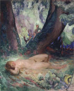 Nude in a garden with a Satyr
