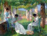 Sewing under the Large Pergola on the South Side of the Arbor Park at Marquayrol (Women Sewing)