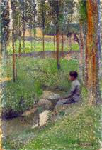 Woman Sitting on the Edge of a Creek