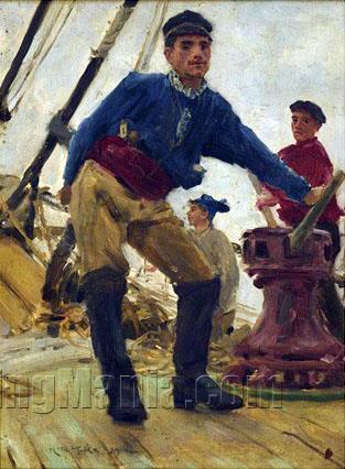 At the Capstan - on a Spanish Brig