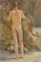 Male Nude by the Sea