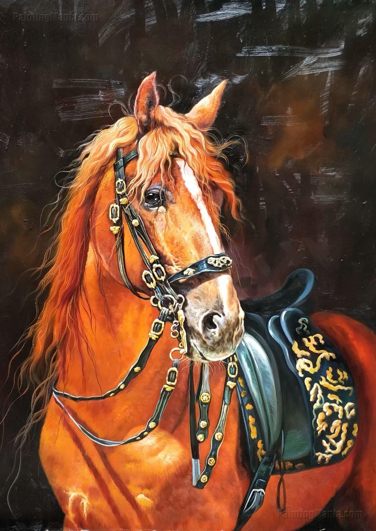 Saddled Horses 11x9 In Western Art Print 