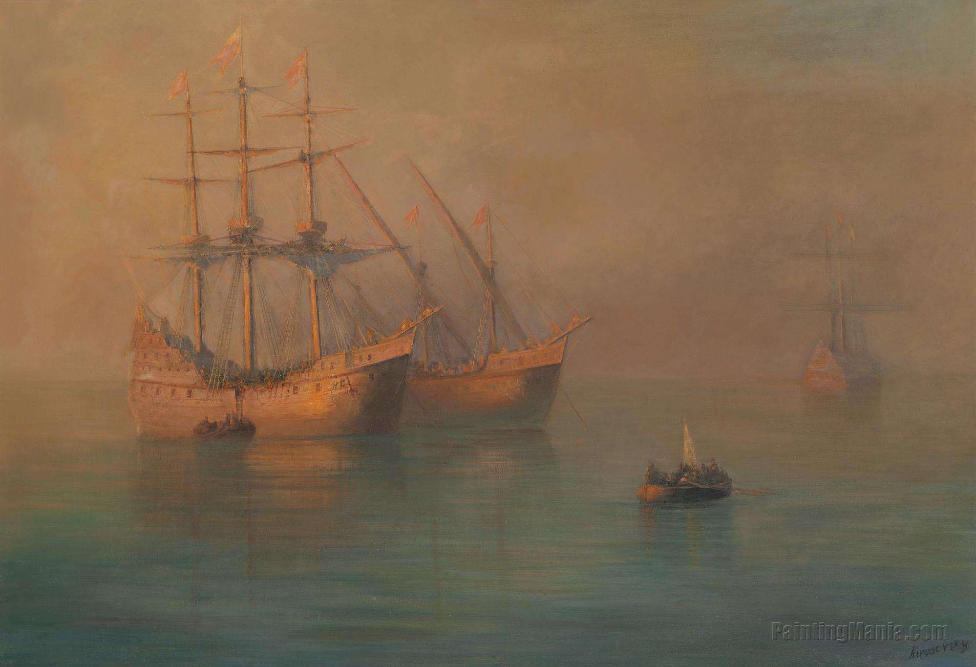 The Arrival Of Columbus' Flotilla