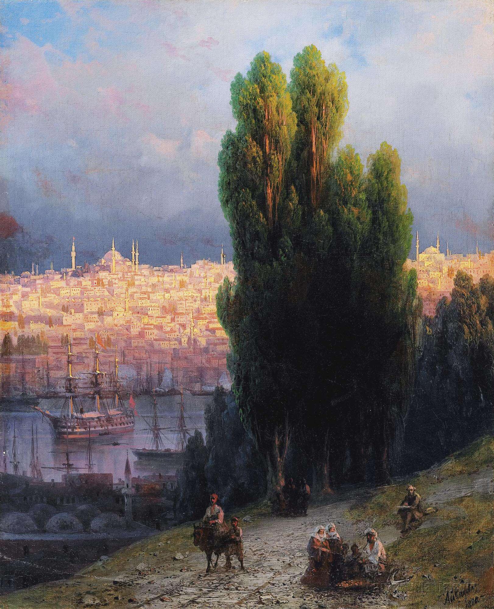Constantinople, View of the Golden Horn with a Self-Portrait of the Artist Sketching