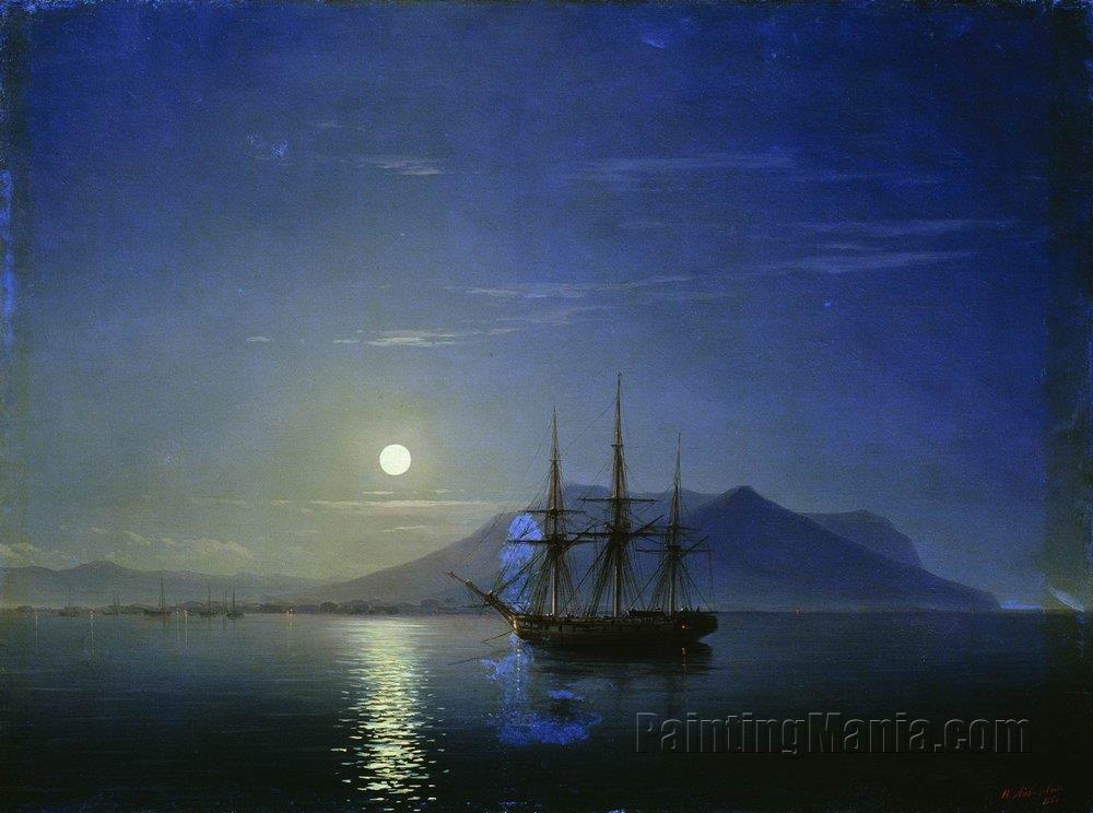 Sailing off the Coast of the Crimea in the Moonlit Night