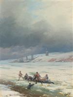 Hauling A Horse and Cart out of Ice