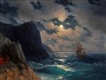 Passing Ship on a Moonlit Night