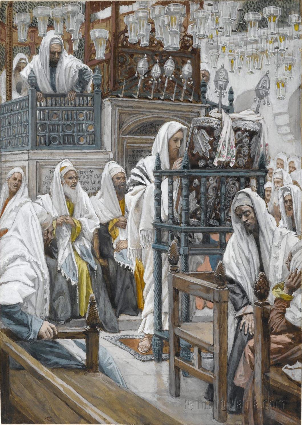Jesus Unrolls the Book in the Synagogue
