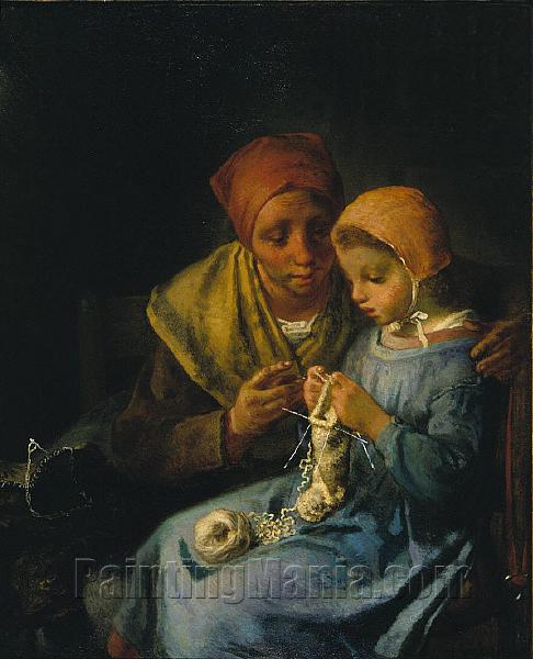 The Knitting Lesson 1869