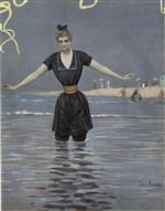 Woman in Bathing Suit at the Beach