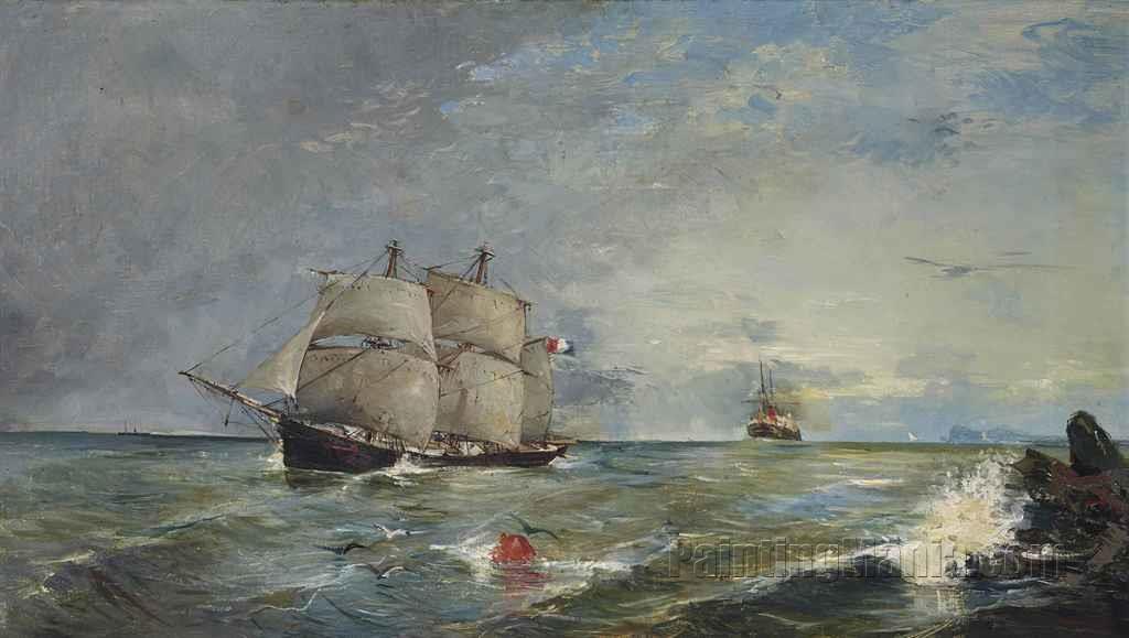 Marina. Veleros en el mar (Marine. Sailboats at Sea) - Joaquin Sorolla ...