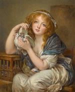 'Une fillette avec pigeons', after Jean-Baptiste Greuze