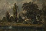 The view of Salisbury Cathedral from the River, with the House of the Archdeacon Fischer