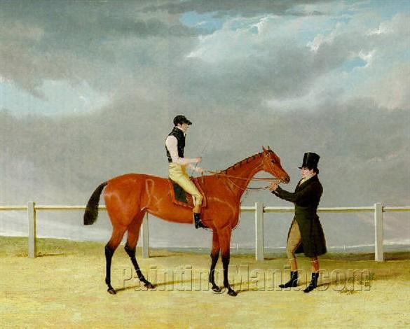 The Hon. Edward Petre's "Matilda" with James Robinson up, held by her trainer John Scott