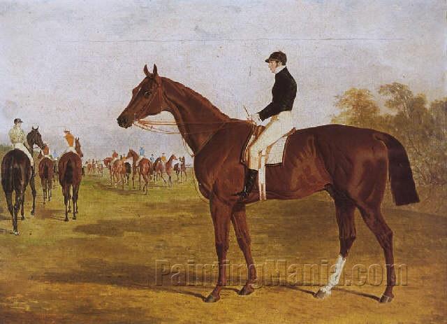 "Mundig", a chestnut colt with William Scott up, at the start for the 1835 Derby