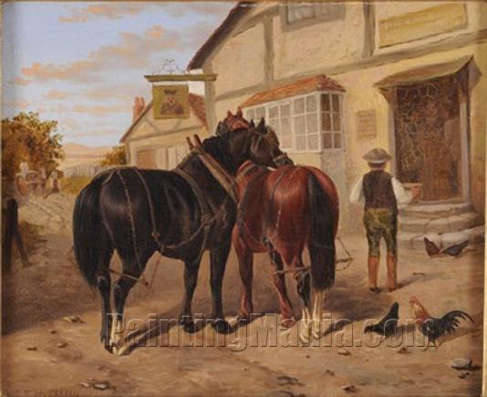 Plough Horses by the Pub