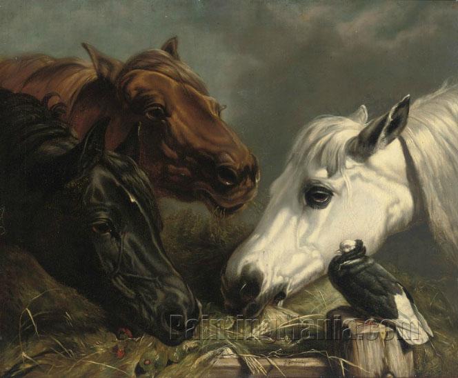 Three Horses at a Manger