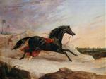Arabs Chasing a Loose Arab Horse in an Eastern Landscape