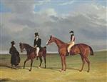The Colonel with William Scott up and John Scott on a dark bay hack, with groom, Doncaster