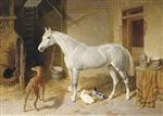 A Dappled Grey Horse in a Stable