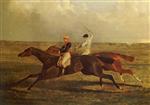 The Earl of Chesterfield's 'Priam', L. Robinson up, beating Lord Exeter's 'Augustus' at Newmarket in