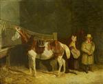 A Plough Horse and Figures in a Stable