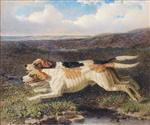 Two Hounds Running in a Landscape