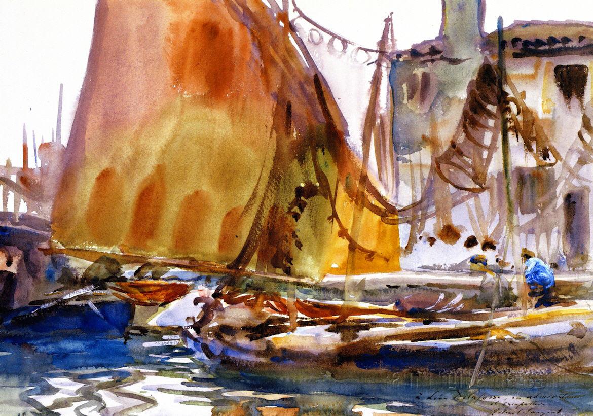 Drying Sails (Venetian Fishing Boats)