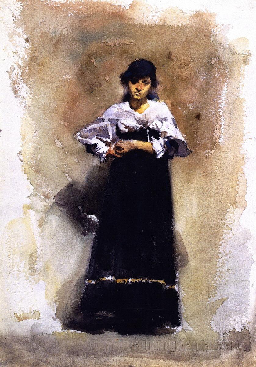 Young Woman in a Black Skirt