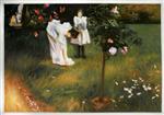 Garden Study with Lucia and Kate Millet (Mrs. Sylvester Baxter Picking Roses)