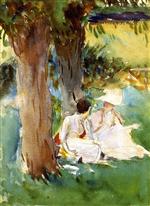 Under the Willows - Miss Priestley and Mrs. Ormond (Two Figures in a Landscape)