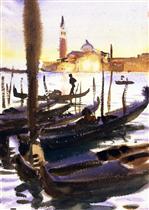 Venice. Gondolas off San Giorgio Magiore