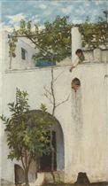 Lady on a Balcony. Capri