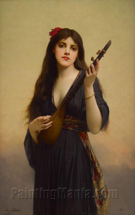 Woman Playing A Lute