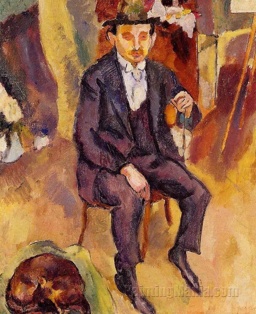 German Painter with Dog in the Studio