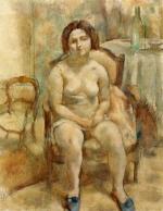 Seated Nude with Blue Slippers