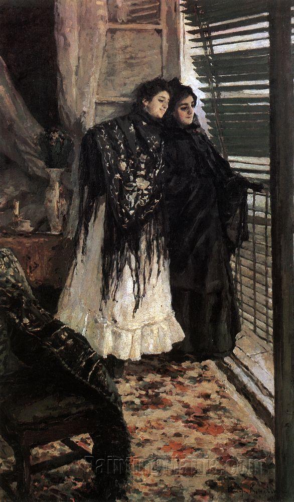 At the Balcony. Spanish Women Leonora and Ampara