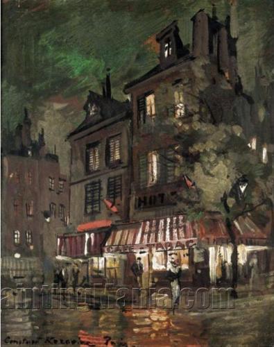 Parisian Street Corner by Night