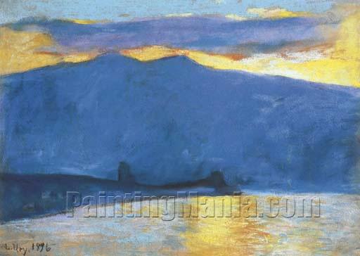 Sonnenaufgang am Gardasee (recto); Gardasee (verso)