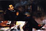 Lesser Ury Smoking in His Studio (Self-Portrait)