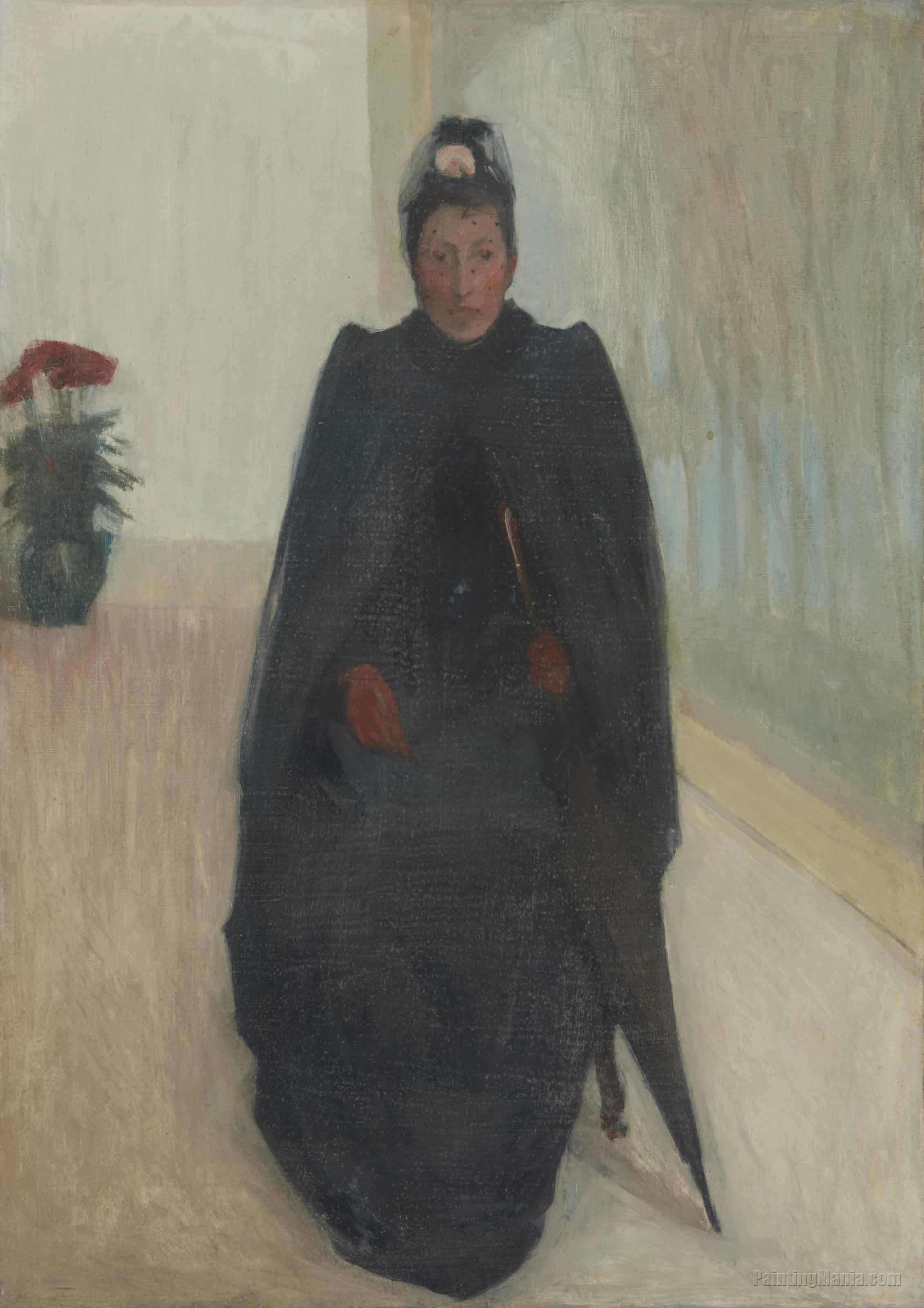 Woman Sitting with an Umbrella