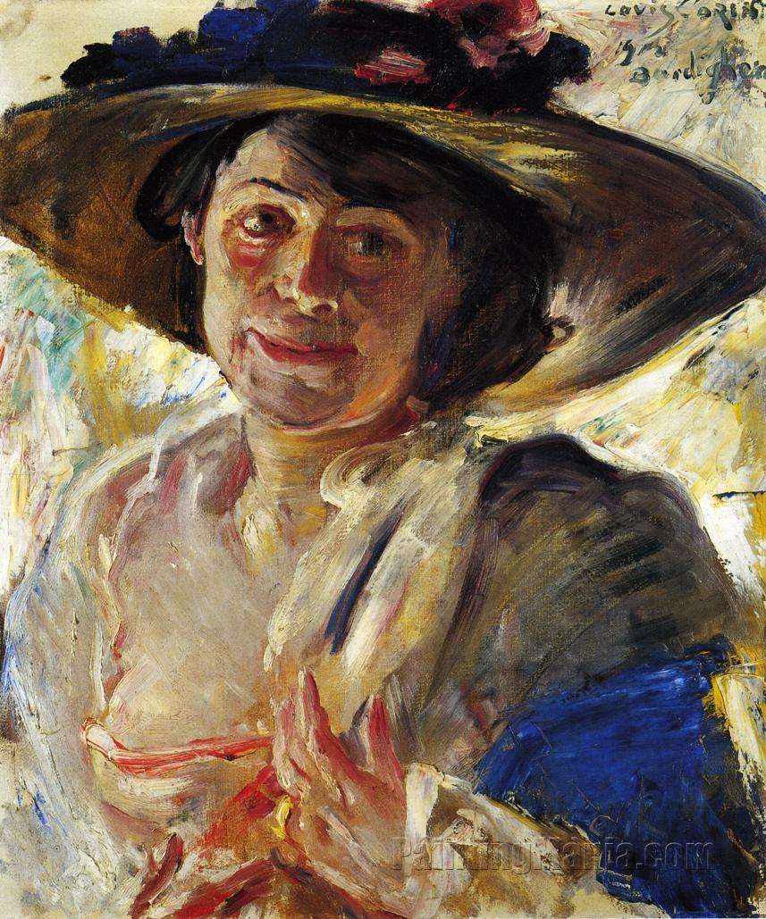 Woman in a Hat with Roses