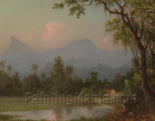 South American Scene with a Cabin